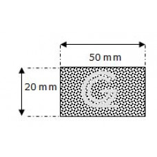 Rechthoekig mosrubber snoer | 20 x 50 mm | rol 25 meter